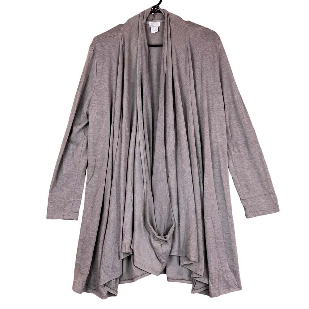 Chicos Womens Sweater Brown Cardigan Knit Wrap Loop Front Waterfall 2 (L)